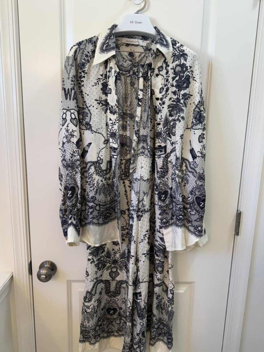 Zimmermann Black White Floral Silk Shirtdress Size 1